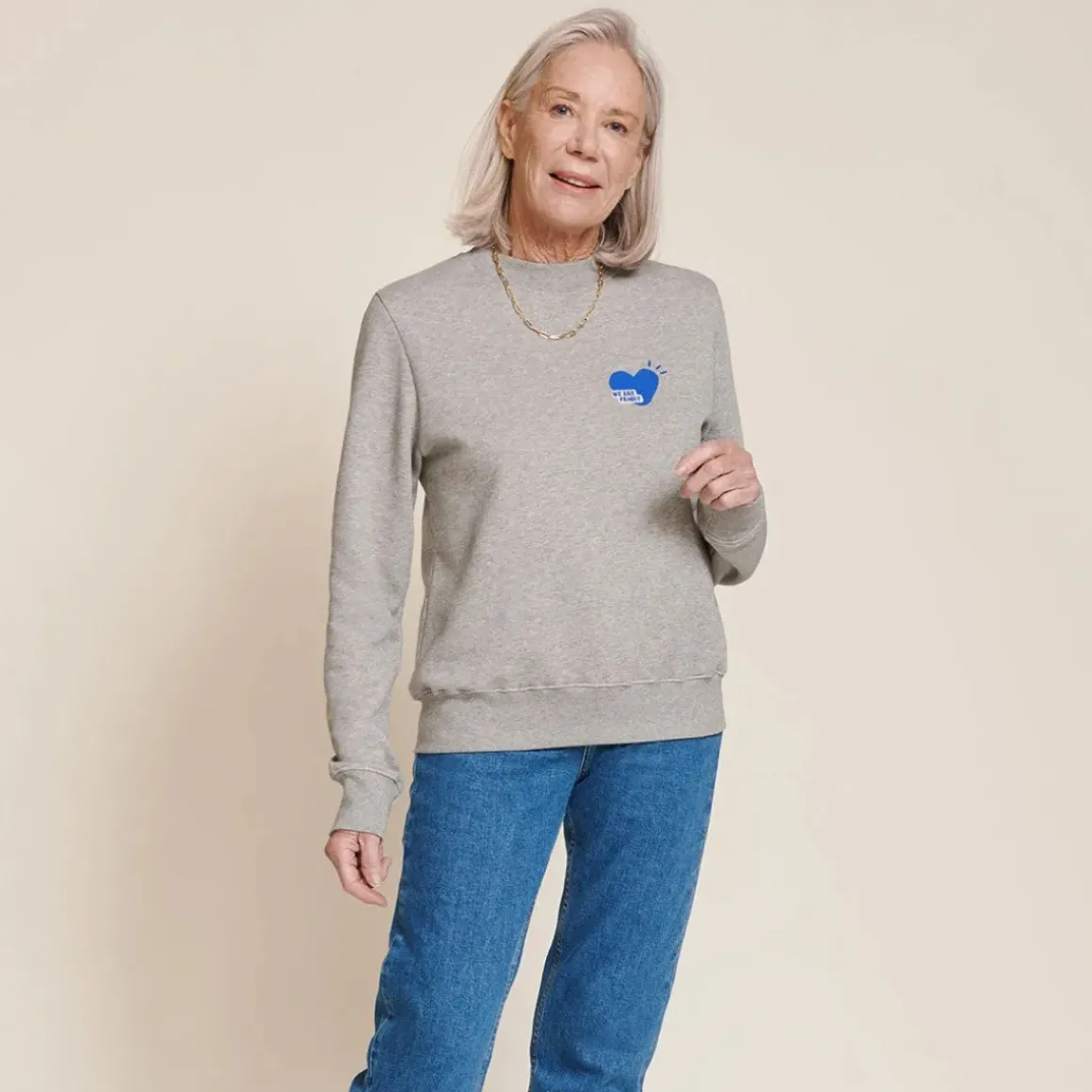 Le Sweat We Are Family Femme - Gris