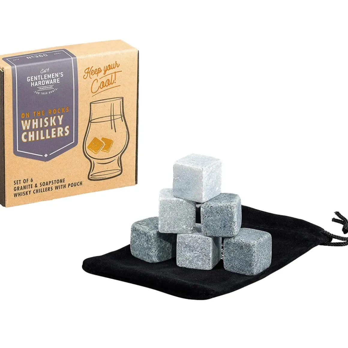 Lot de 6 pierres de refroidissement pour whisky