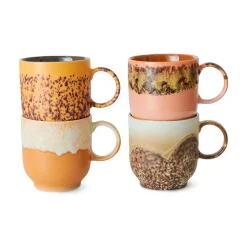 Lot de 4 Tasses à Cafe Cape en Céramique 70'S - 10.8 x 7.5