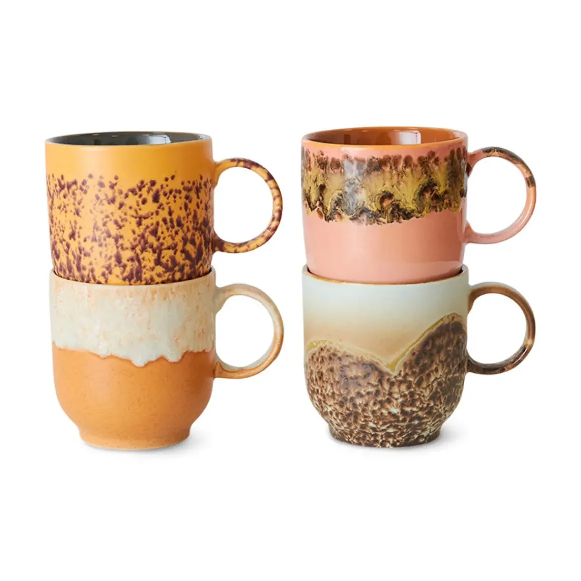 Lot de 4 Tasses à Cafe Cape en Céramique 70'S - 10.8 x 7.5