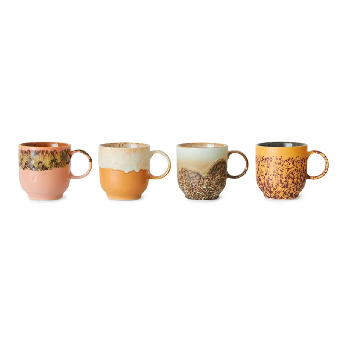 Lot de 4 Tasses à Cafe Cape en Céramique 70'S - 10.8 x 7.5