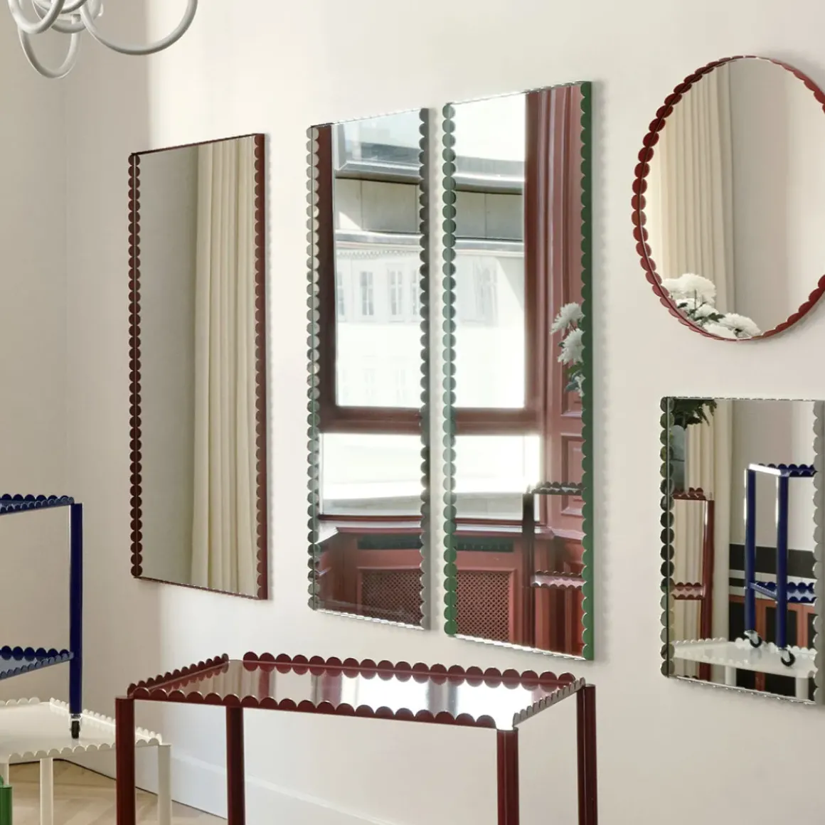 Miroir Arcs Rond - Ø 60 cm - Rouge