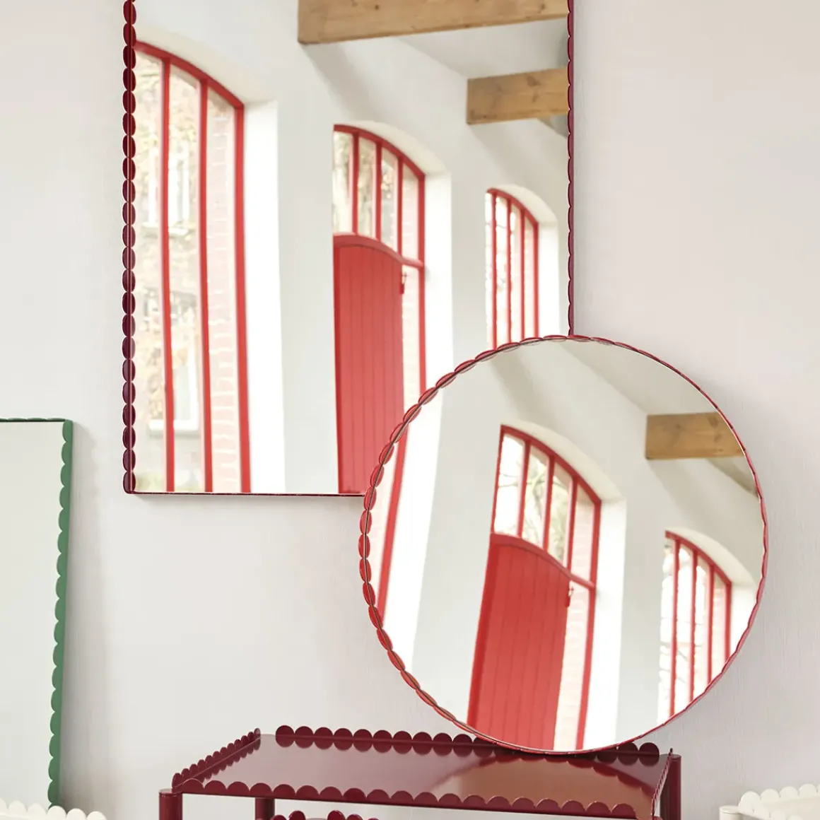 Miroir Arcs Rond - Ø 60 cm - Rouge