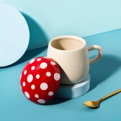 Mug Champignon Avec Couvercle - Rouge