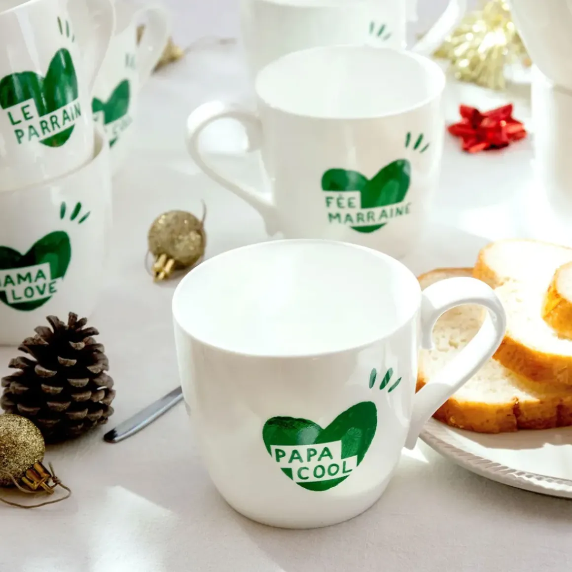 Mug Coeur Papa Cool - Vert Sapin