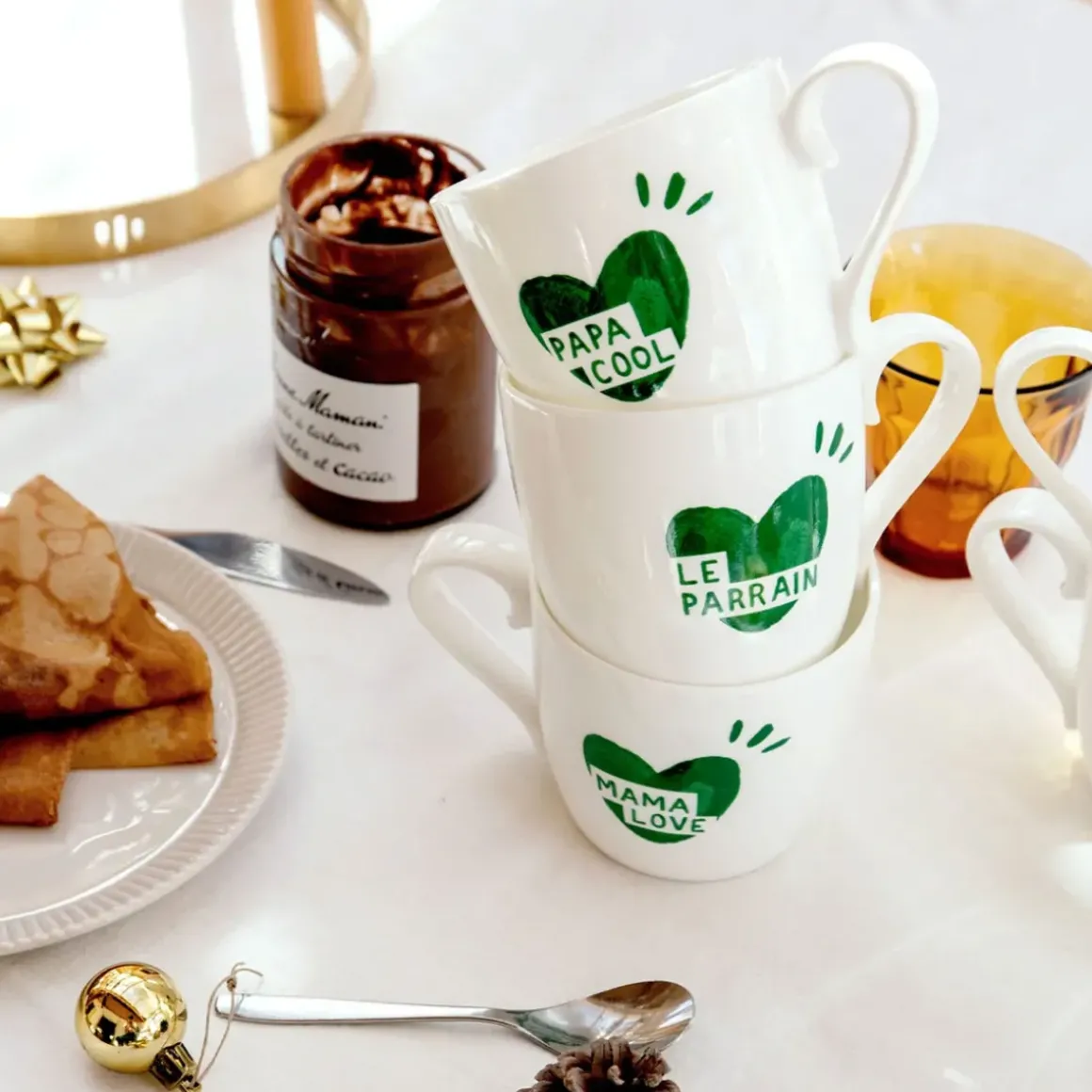 Mug Coeur Papa Cool - Vert Sapin
