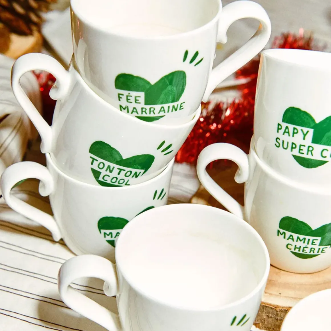 Mug C?ur Papy Super Cool - Vert Sapin