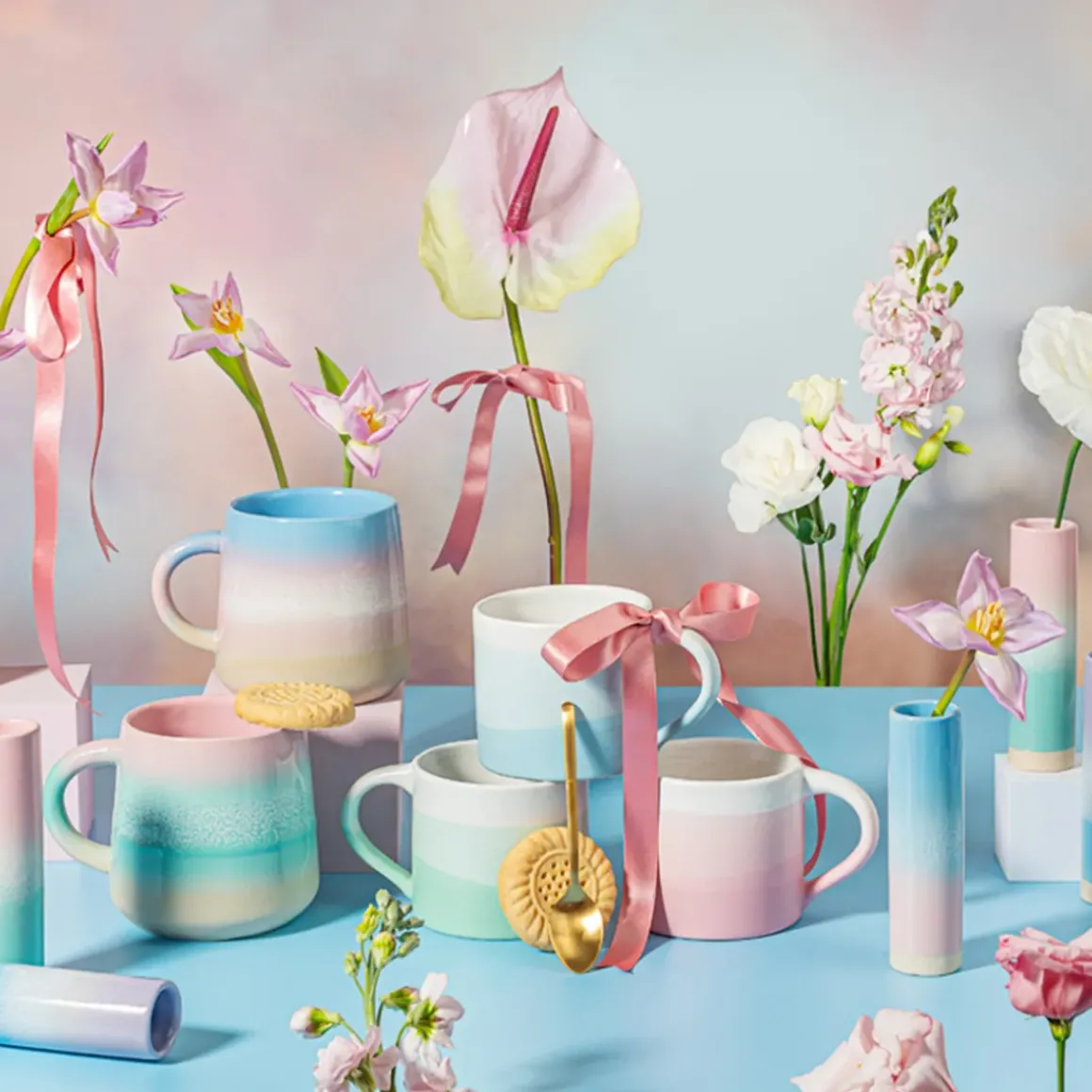 Mug Pastel Ombre Rose/Vert