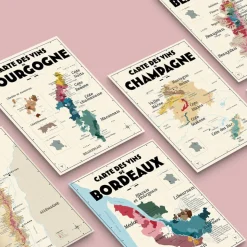 Pack 13 Cartes Postales Les Vins de France - 30 x 40 cm - Ecru