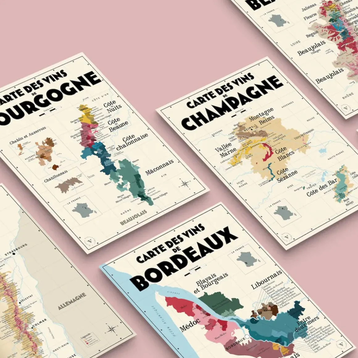 Pack 13 Cartes Postales Les Vins de France - 30 x 40 cm - Ecru