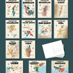 Pack 13 Cartes Postales Les Vins de France - 30 x 40 cm - Ecru