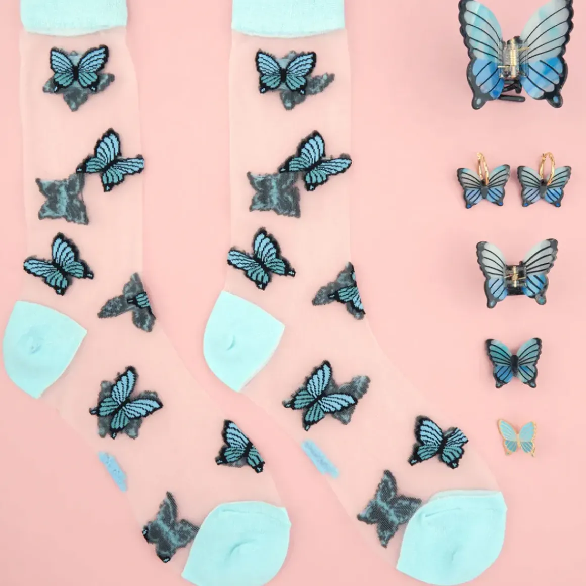 Pince à Cheveux Papillon - Bleu