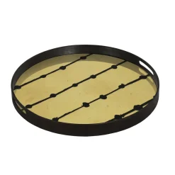 Plateau en verre et feuille d'or Brown Dots - Ø 48 cm