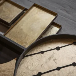 Plateau en verre et feuille d'or Brown Dots - Ø 48 cm