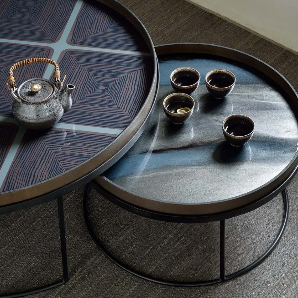Plateau en verre Graphite Organic - Ø 61 cm