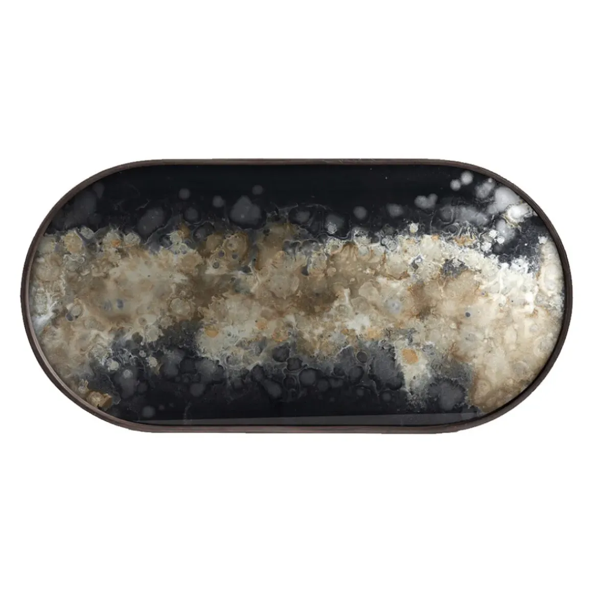 Plateau ovale en verre Black Organic