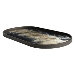 Plateau ovale en verre Black Organic