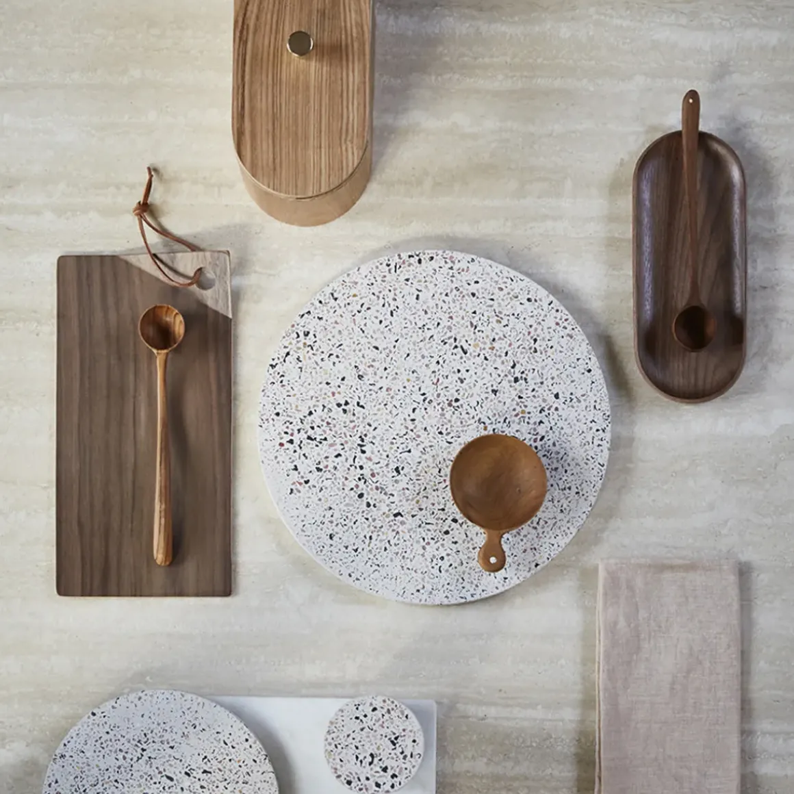 Plateau rond en béton - Terrazzo