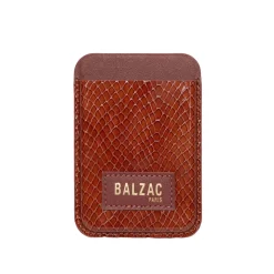 Porte-cartes Cuir Reptile Vernis - Cognac