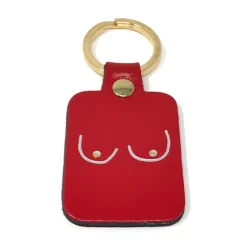 Porte-clés Boobs en cuir - Rouge
