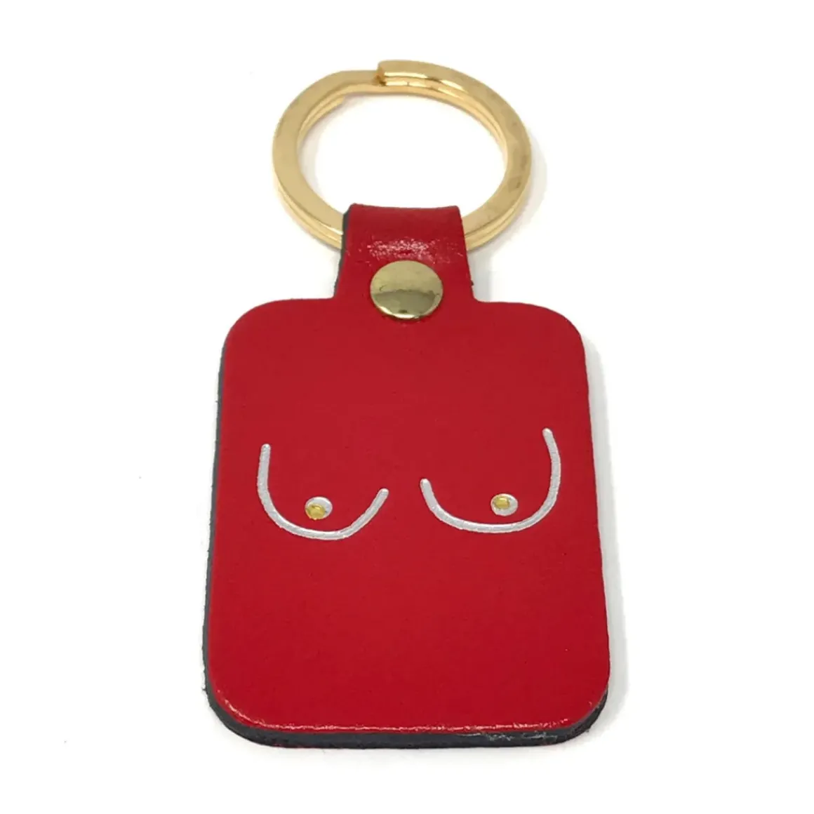 Porte-clés Boobs en cuir - Rouge
