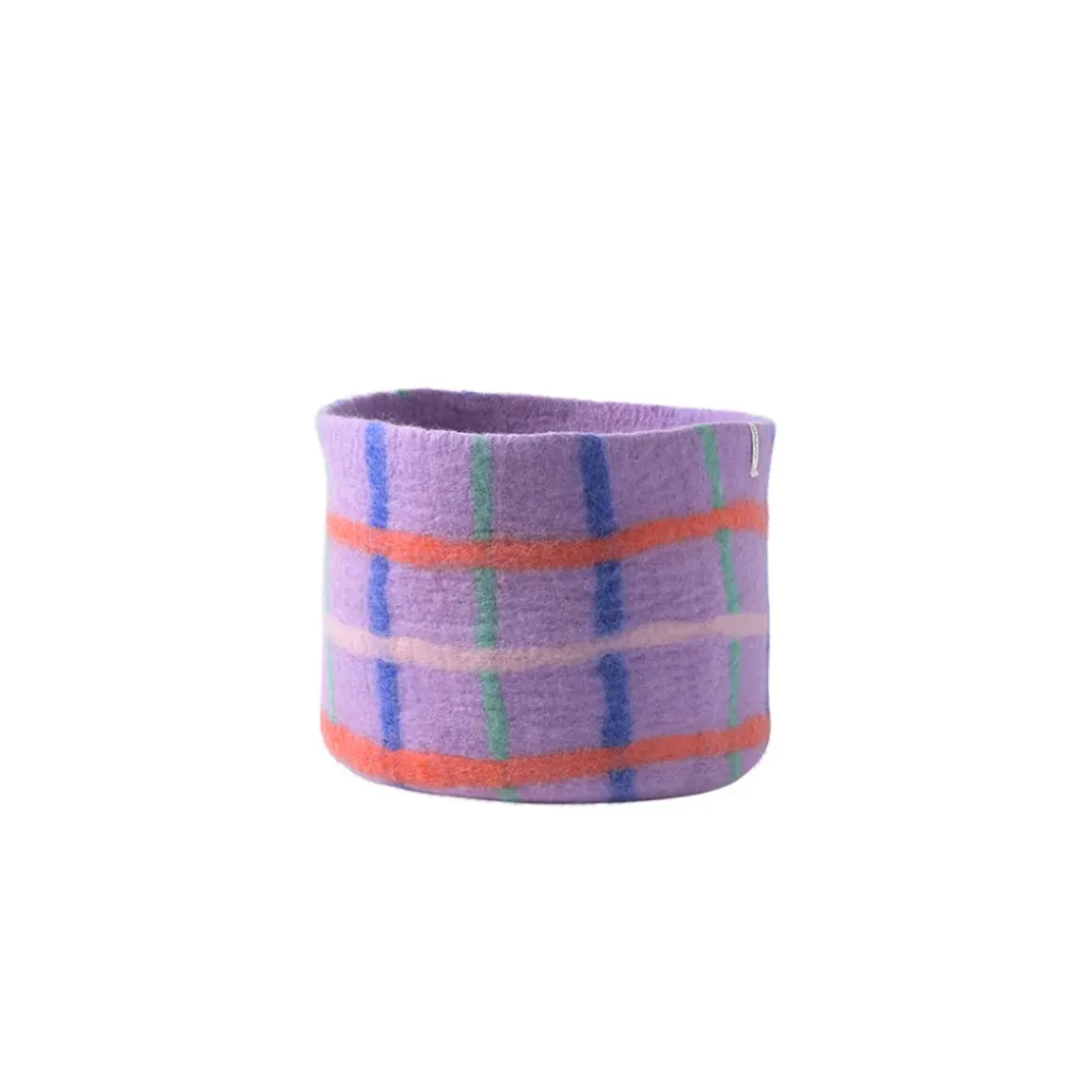 Pot de fleurs en laine - Lilas à carreaux