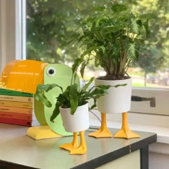 Pot / Jardinière Pieds Canards - Jaune u0026 Blanc