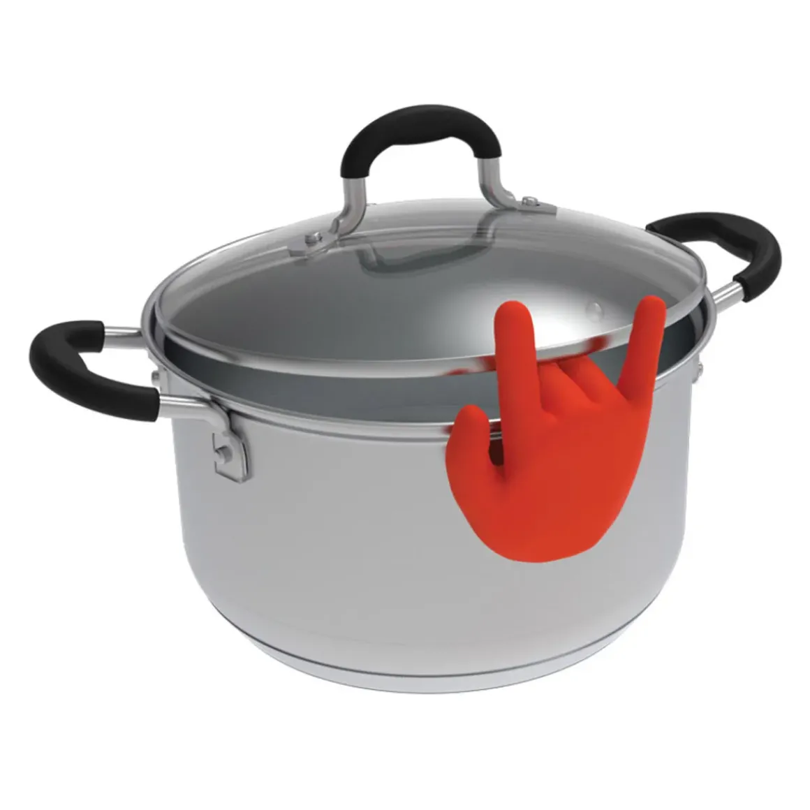 Repose-cuillère u0026 Porte-couvercle casserole Rock Hand - Main Rouge