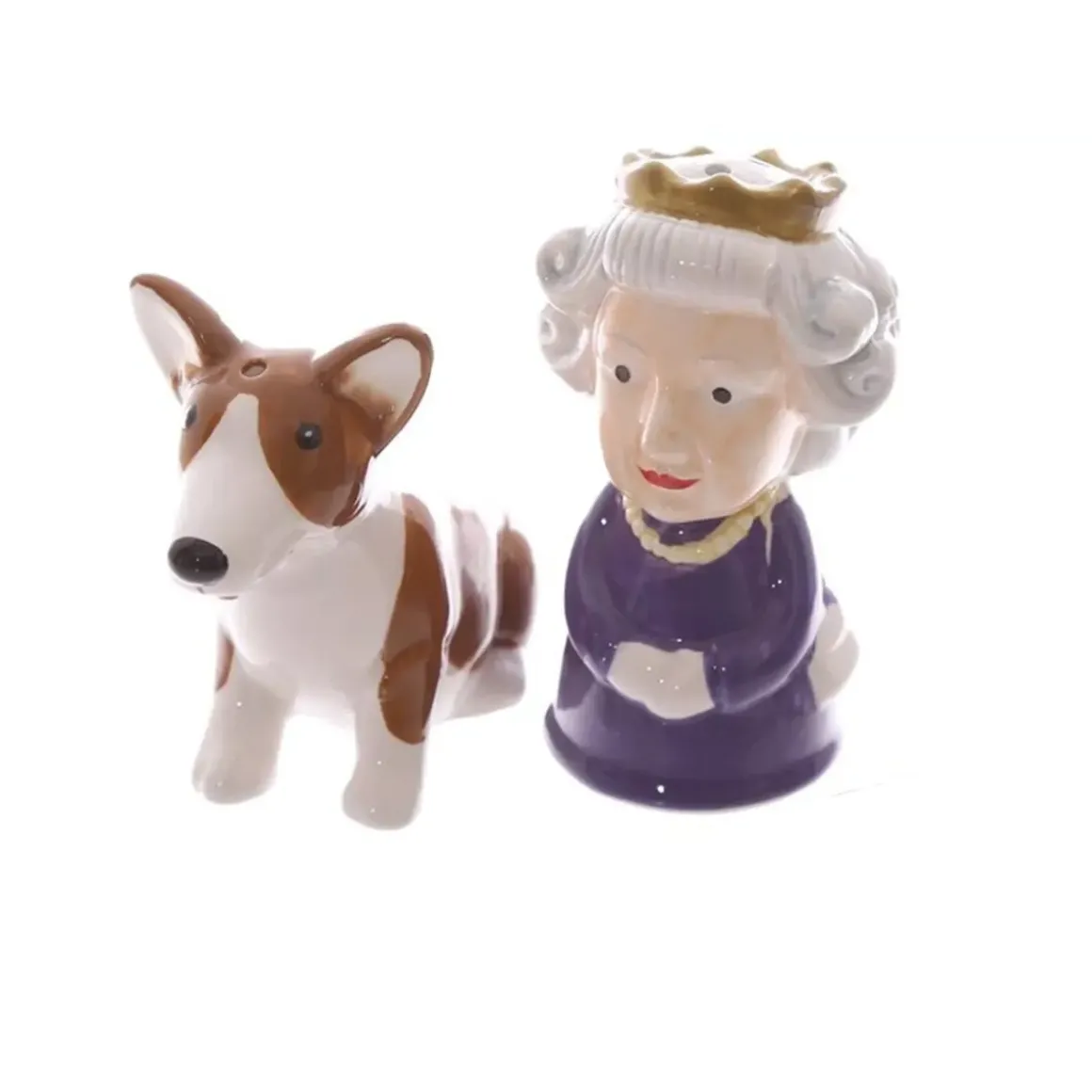 Salière u0026 poivrière en Céramique - Queen and Corgi