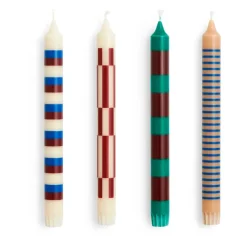Set de 4 Bougies Pattern - Vert/Bleu/Marron