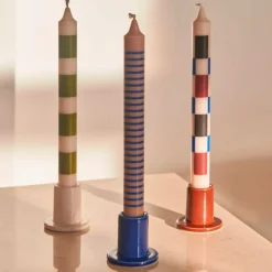 Set de 4 Bougies Pattern - Vert/Bleu/Marron