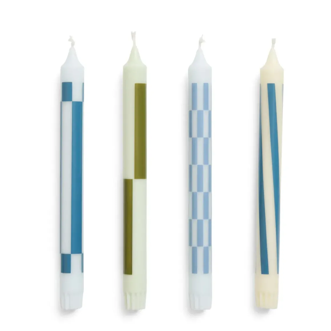 Set de 4 Bougies Pattern - Vert u0026 Bleu