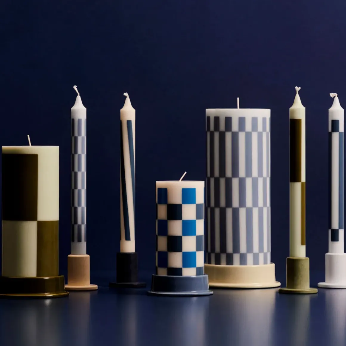 Set de 4 Bougies Pattern - Vert u0026 Bleu