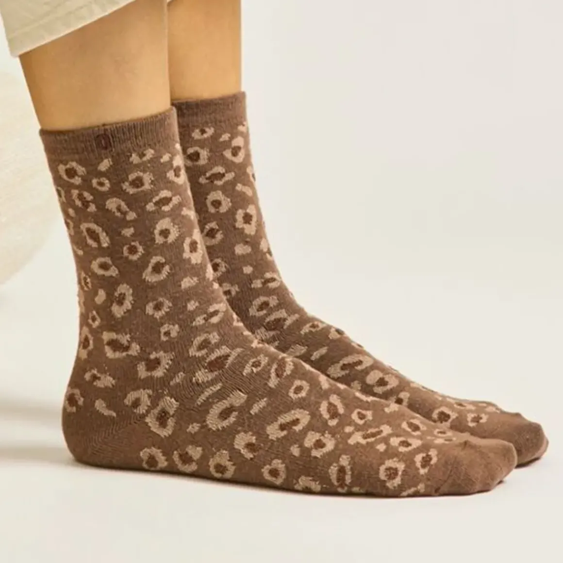 Set de 3 chaussettes fantaisie - Paillettes Léopard Marron Doré