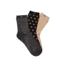Set de 3 chaussettes fantaisie - Petit Coeur Noir Doré