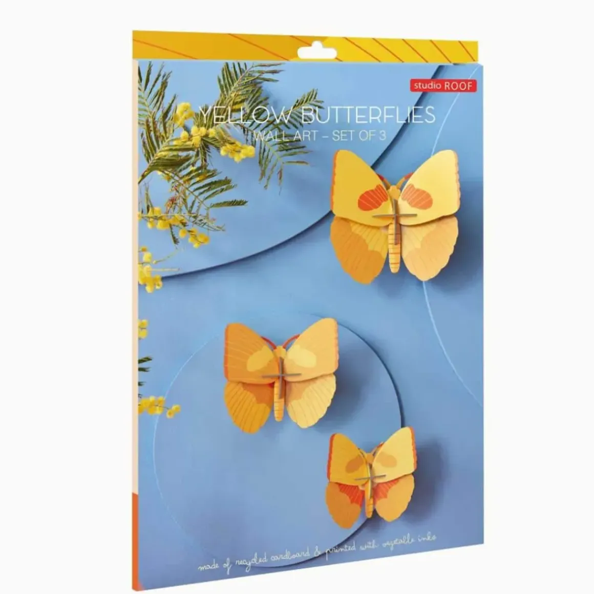 Set De 3 Décorations Murale Yellow Butterflies