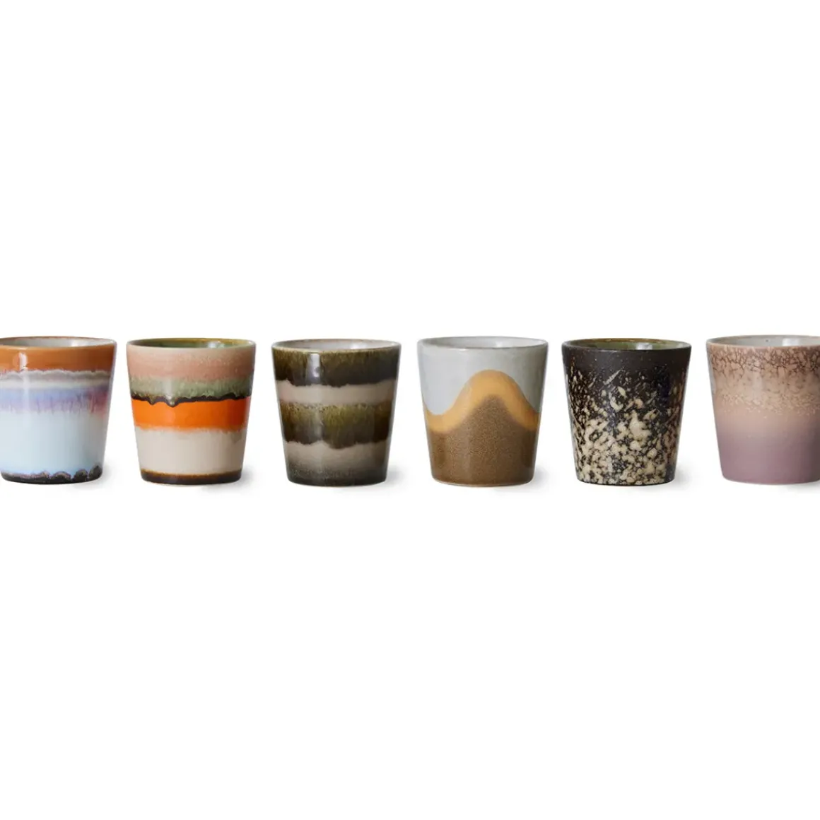Set de 6 Mugs 70's Elements en céramique