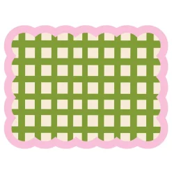 Set de table Biscotti à Carreaux - 38 cm x 48 cm - Kaki u0026 Rose