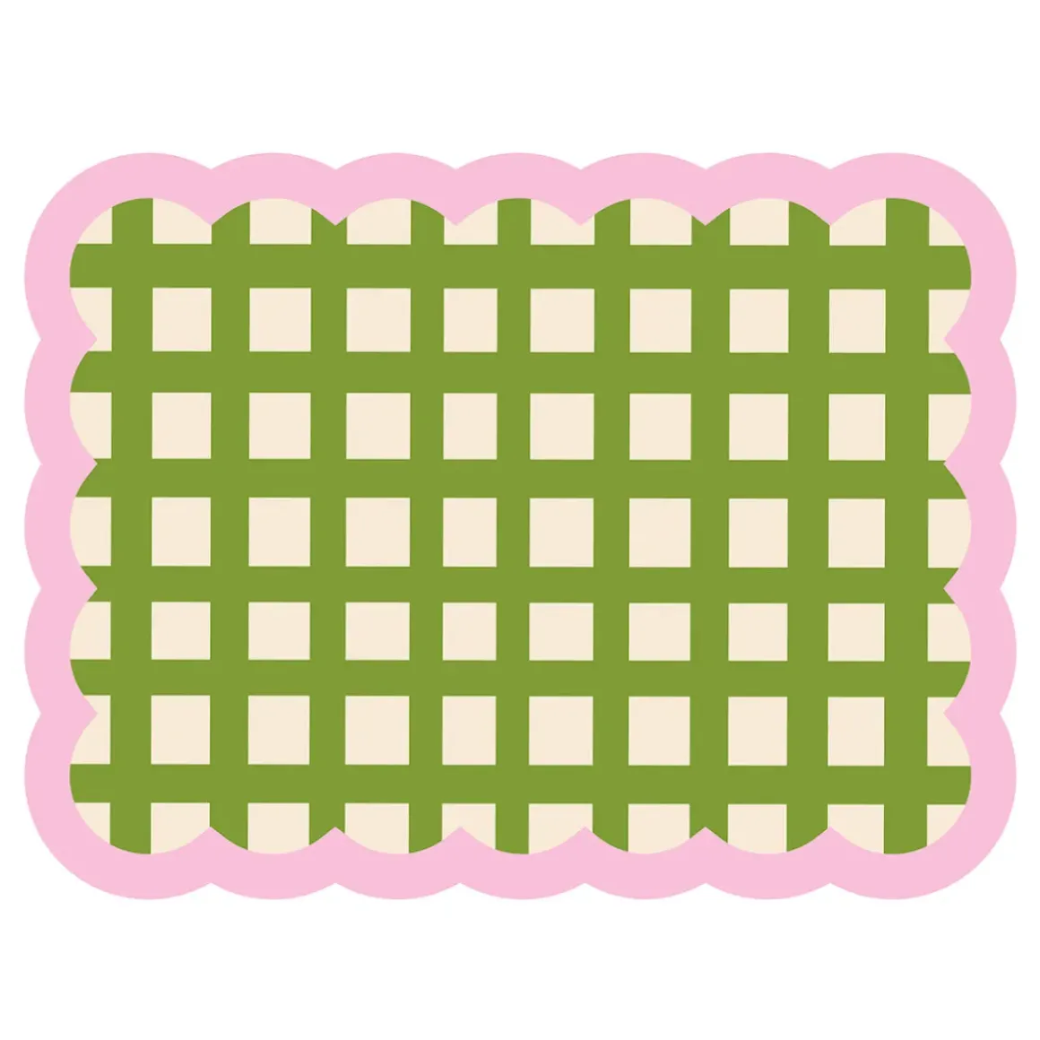 Set de table Biscotti à Carreaux - 38 cm x 48 cm - Kaki u0026 Rose