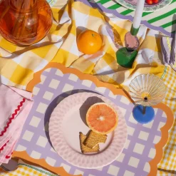 Set de table Biscotti à Carreaux - 38 cm x 48 cm - Lilas u0026 Orange