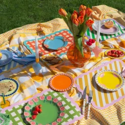 Set de table Biscotti à Rayures - 38 cm x 48 cm - Bleu u0026 Jaune