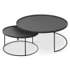 Set de 2 tables basses pour plateaux ronds en métal noir - Ø 62 cm u0026 Ø 93 cm