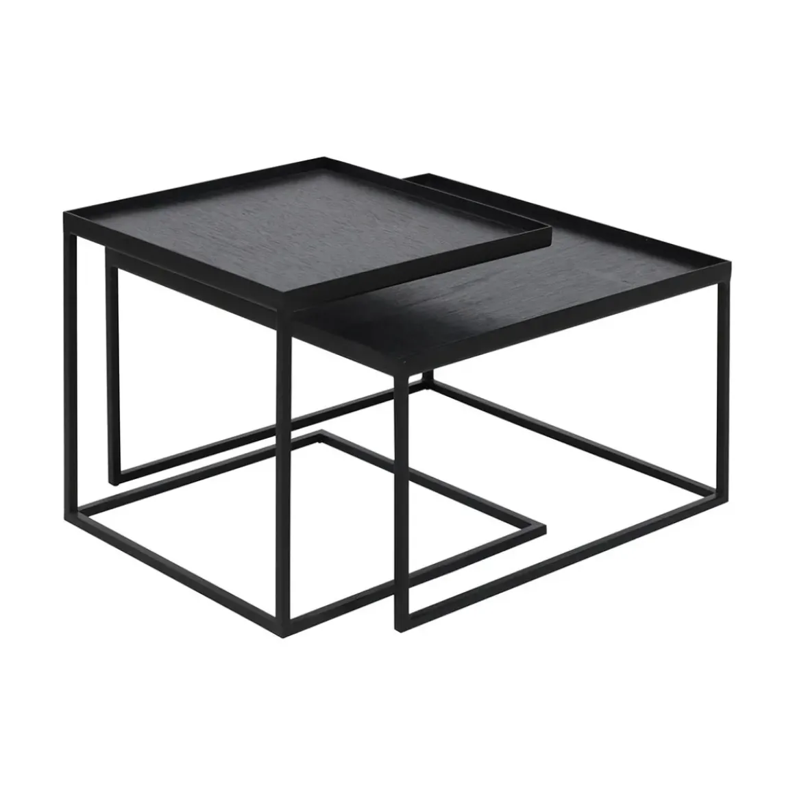 Set de 2 tables à plateau Square en métal et bois - L 39 / 52 cm