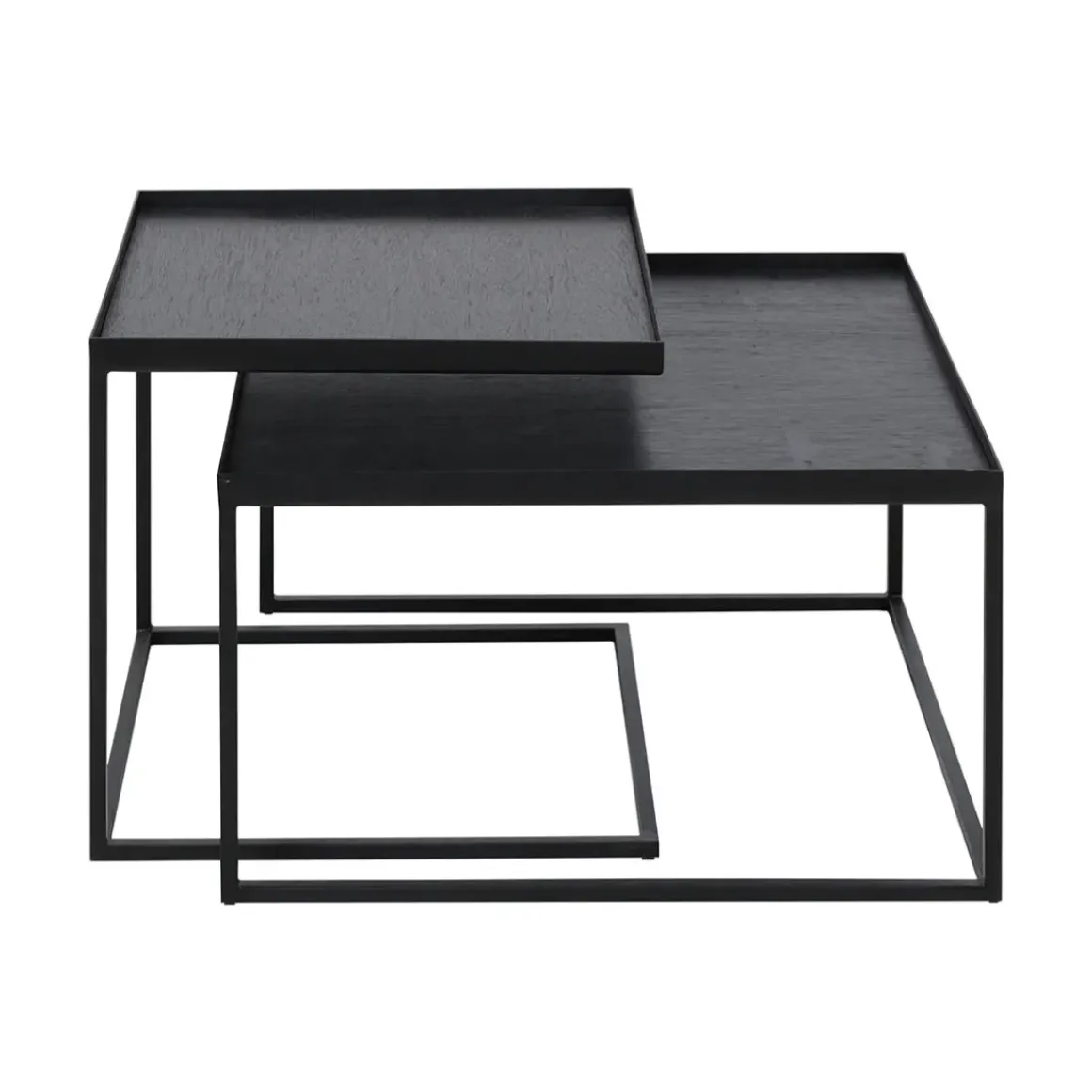 Set de 2 tables à plateau Square en métal et bois - L 39 / 52 cm
