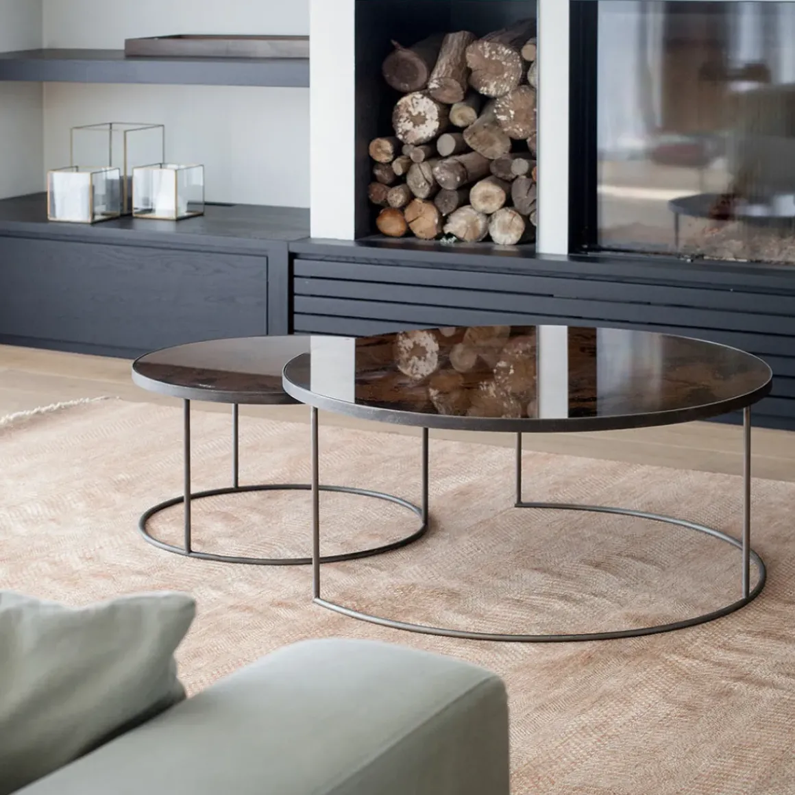 Set de 2 tables tables gigognes Nesting - Antique Bronze - Ø 92 cm