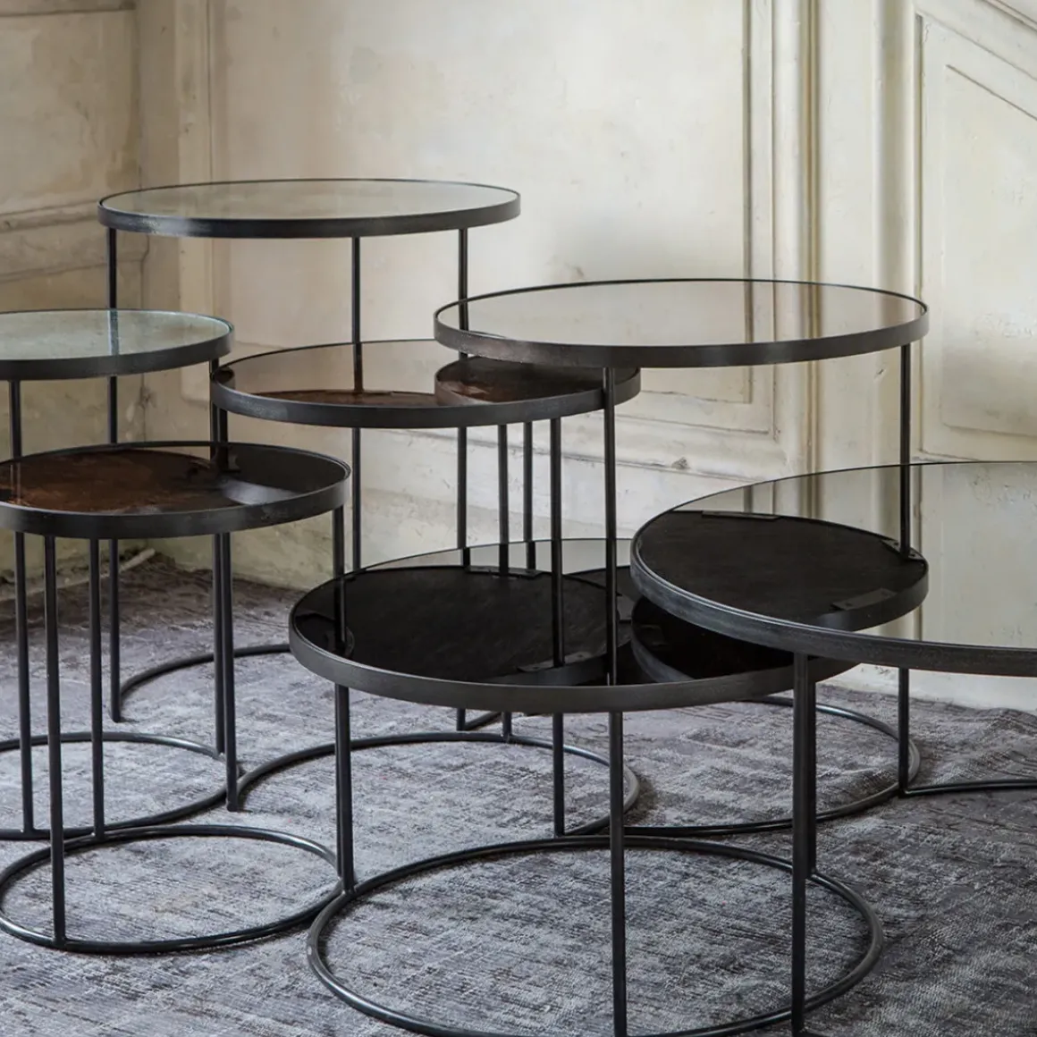 Set de 2 tables tables gigognes Nesting - Charcoal - Ø 92 cm
