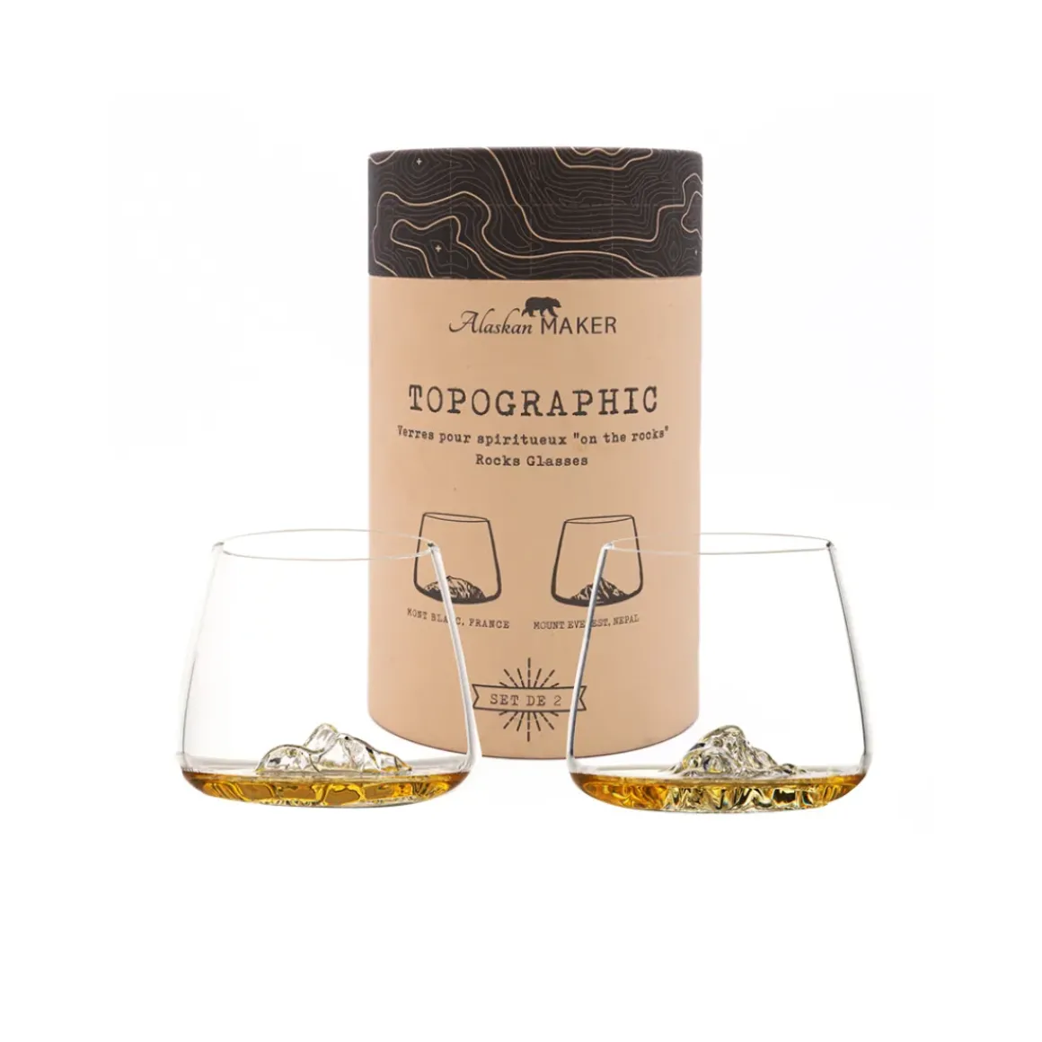 Set de 2 verres topographic Everest u0026 Mont Blanc