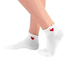 Socquettes Coeur Dentelle Blanc