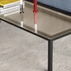 Table basse Kofi Chêne Massif Noir u0026 Verre Clair - l 60 x L 60 x h 36 cm