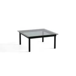 Table basse Kofi Chêne Massif Noir u0026 Verre Teinté Gris - l 80 x L 80 x h 36 cm